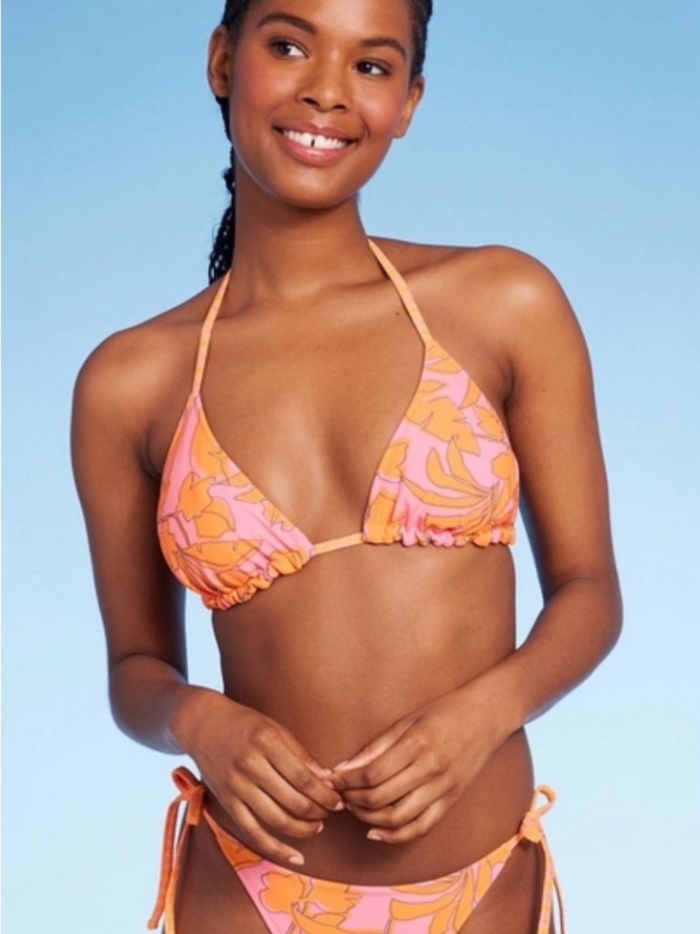 Wild Fable Orange & Pink Reversible Bikini Top Size Small NWT